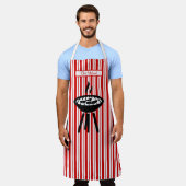 Vertikaler Streifen #2 DIY Farben rot weiß Schürze (Getragen)