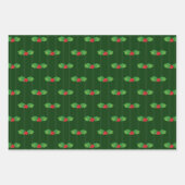 Vertikaler Streifen Holly Berry Feliz Navidad Geschenkpapier Set (Vorderseite)
