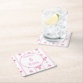 Vertikaler Streifen mit rosa Bow - Preppy-Coquette Rechteckiger Pappuntersetzer (Vor Ort)