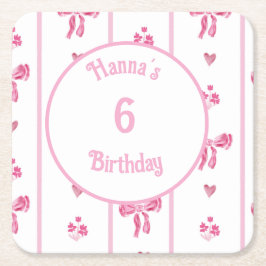 Vertikaler Streifen mit rosa Bow - Preppy-Coquette Rechteckiger Pappuntersetzer