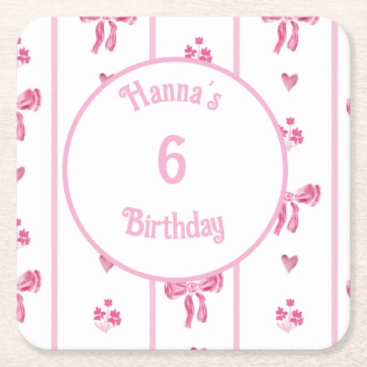 Vertikaler Streifen mit rosa Bow - Preppy-Coquette Rechteckiger Pappuntersetzer (Vorderseite)