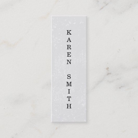 Vertikaler Text Moderner Grunge-Stil Mini Visitenkarte (Vorderseite)