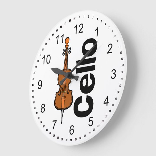 Vertikaler Text von Cello Große Wanduhr (Winkel)