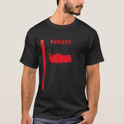 Vertikaler türkischer Flaggentext TÜRKEI Silhouett T-Shirt (Vorderseite)