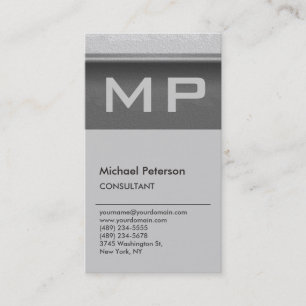 Vertikaler Wall-Effekt Graue Monogramm-Visitenkart Visitenkarte