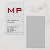 Vertikaler Wall-Effekt Red Monogram Business Card Visitenkarte (Vorne/Hinten)
