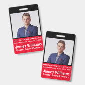 Vertikales Abzeichen Rot, Weiß, Schwarz Ausweis (Vorder- & Rückseite)