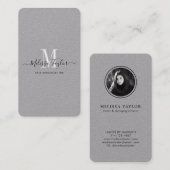 Vertikales Berufliches Premium-Grausignatur-Foto Visitenkarte (Vorne/Hinten)