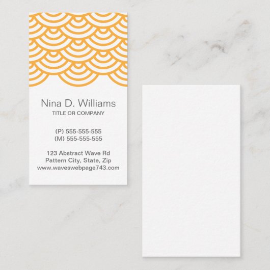 Vertikales, blassorangefarbenes japanisches Wellen Visitenkarte (Vorne/Hinten)