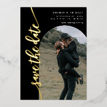 Vertikales Bogenfoto Schwarz Save the Date
