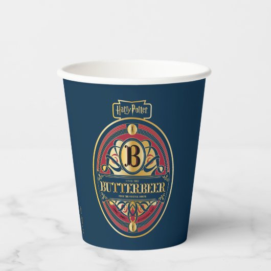 Vertikales BUTTERBEER™-Logo Pappbecher (Vorderseite)