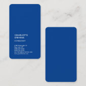 Vertikales Deep Blue Trendy Minimalistisch Elegant Visitenkarte (Vorne/Hinten)