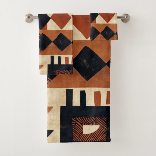 Vertikales Design mit afrikanischen Elementen Badhandtuch Set (Insitu)