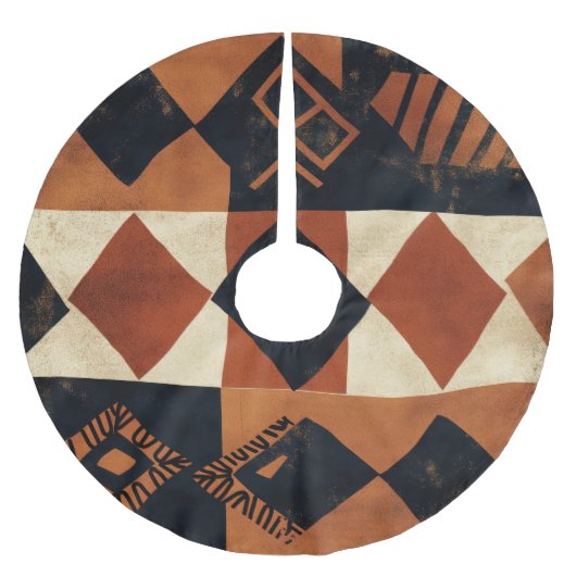 Vertikales Design mit afrikanischen Elementen Polyester Weihnachtsbaumdecke (Vorderseite)