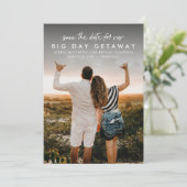 Vertikales Foto der Hochzeit in Urlaubsort Save The Date (Stehend Vorderseite)