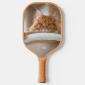 Vertikales Foto der Katze - Name des Niedlichen Sc Pickleball Schläger (Rückseite)