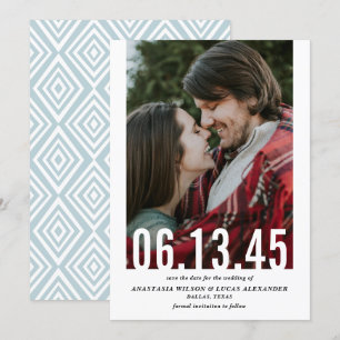 Vertikales Foto für das Hochzeitdatum Save the Dat Date