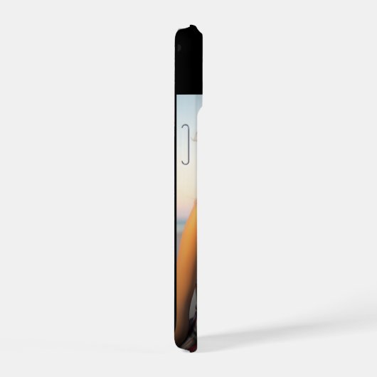 Vertikales Foto mit benutzerdefiniertem Text in Tr iPhone 15 Hülle (Rechte Seite)