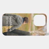 Vertikales Foto mit benutzerdefiniertem Text in Tr iPhone Hülle (Rückseite (Horizontal))