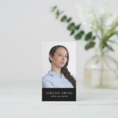 Vertikales Foto Modernes berufliches Schwarz Visitenkarte (Stehend Vorderseite)