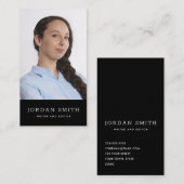 Vertikales Foto Modernes berufliches Schwarz Visitenkarte (Vorne/Hinten)