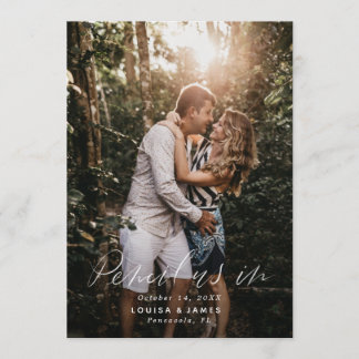 Vertikales Foto Save the Date mit Handschrift Einladung