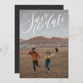 Vertikales Foto Save the Date mit Handschrift Einladung (Vorne/Hinten)