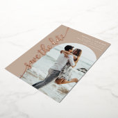 Vertikales Foto Taupe Save the Date Folieneinladung (Gedreht)