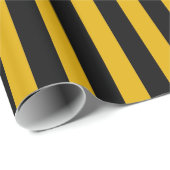 Vertikales Gold und schwarze Streifen Geschenkpapier (Rolleneckpunkt)