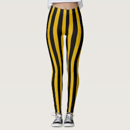 Vertikales Gold und schwarze Streifen Leggings