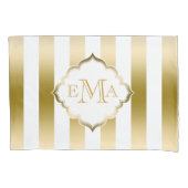 Vertikales Gold und weiße Streifen Kissenbezug (Vorderseite)