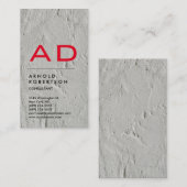 Vertikales Grau-Wand Trendy Red Monogram Visitenkarte (Vorne/Hinten)