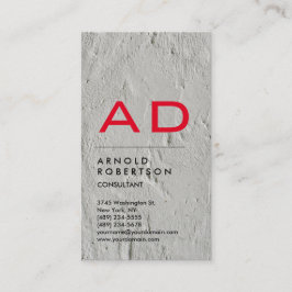 Vertikales Grau-Wand Trendy Red Monogram Visitenkarte