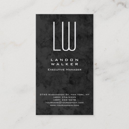 Vertikales Graumuster beruflich modernes Monogramm Visitenkarte (Vorderseite)