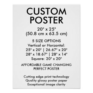 Vertikales Hochglanzposter 20" x 25" maßgefertigt Poster