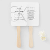 Vertikales klassisches Monogramm in Grau | Hochzei Fächer (Vorne und Hinten)