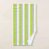 Vertikales Limones Grün, Silber und weiße Streifen Badhandtuch Set (Handtuch)