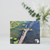 Vertikales Logo des Lake Erie Metropark Turtle Log Postkarte (Stehend Vorderseite)