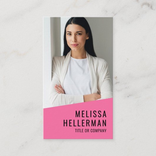 Vertikales Logo des rosa Foto QR Code Company Visitenkarte (Vorderseite)