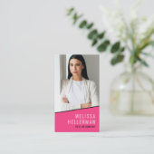 Vertikales Logo für das Foto QR-Code in Hot Rosa Visitenkarte (Stehend Vorderseite)
