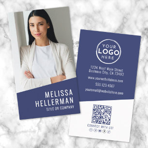 Vertikales Logo für den QR-Code für das blaue zeit Visitenkarte