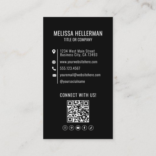 Vertikales Logo für QR-Unternehmen mit beruflichem Visitenkarte (Rückseite)