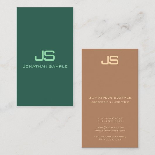 Vertikales, modernes, Berufliches Monogramm Visitenkarte (Vorne/Hinten)