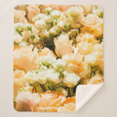 Vertikales Muster weißer Rosen. Jubiläum, hinten Sherpadecke (Vorderseite)