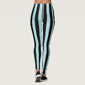 Vertikales Pastellblau und schwarze Streifen Leggings (Rückseite)