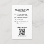Vertikales QR-Logo für moderne Minimalistische Fot Visitenkarte (Rückseite)