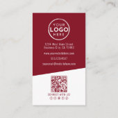 Vertikales QR-Logo für Red Contemporary Foto Visitenkarte (Rückseite)