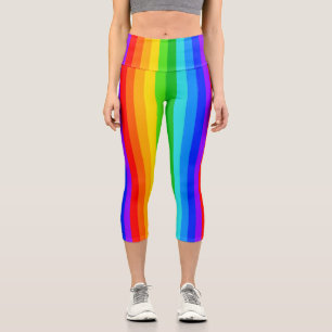Vertikales Regenbogen-Streifenmuster Capri Leggings