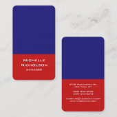 Vertikales Rotes Blau, einzigartiges Design Visitenkarte (Vorne/Hinten)