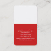 Vertikales, rotes, einzigartiges Design Visitenkarte (Rückseite)